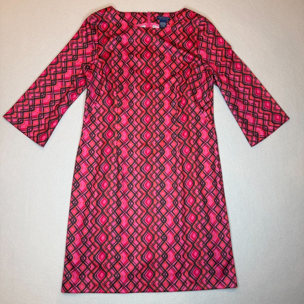 Doncaster Collection M Shift Dress Women Pink Modest 3/4 Sleeve Knee Length